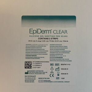 New in Sealed Package Biodermis EpiDerm Clear Silicone Gel Sheeting Strips Scars